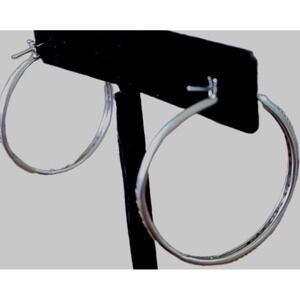 Estate Signed 14K White Gold 1.00 CTW Diamond Inside Out Hoops 5.37g Earrings